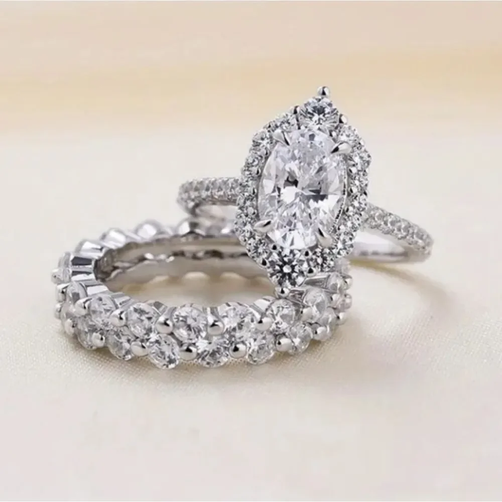 Elegant 3pc diamond wedding ring set